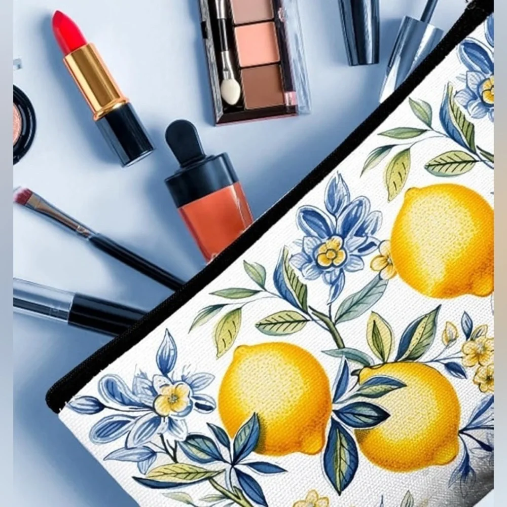 Lemon Print Cosmetic Pouch